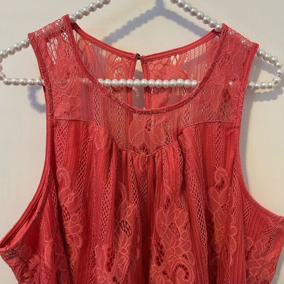Maurices Womens Tank Top Size 2X pink lace Modal Spring dainty Y2K summer femini - Picture 4 of 11